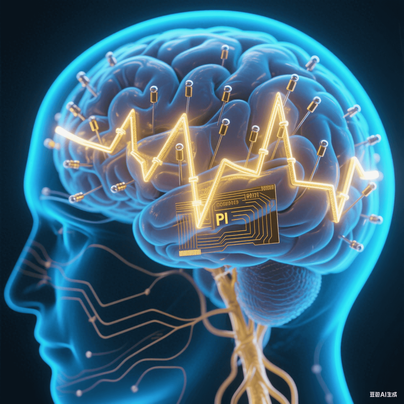 脑机接口植入示意:生物相容性聚酰亚胺电极在脑组织中稳定传输神经信号 脑机接口植入示意:生物相容性聚酰亚胺电极在脑组织中稳定传输神经信号