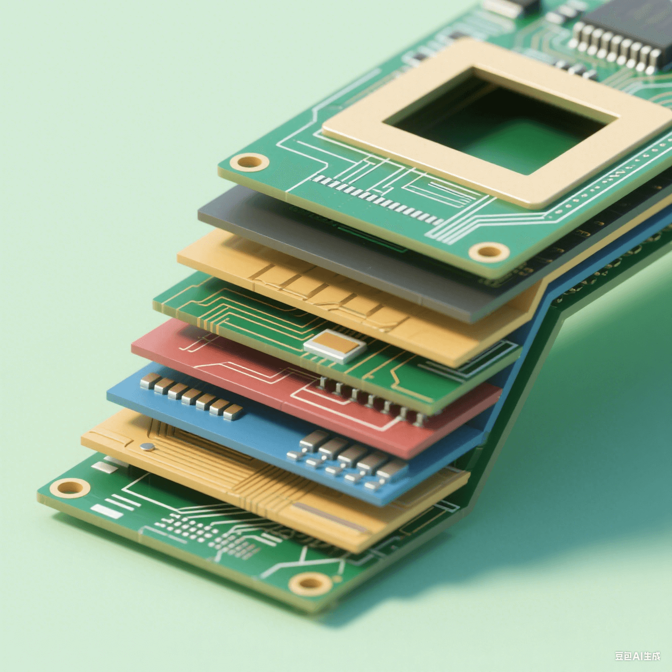 PCB阶梯开窗3D结构剖面图