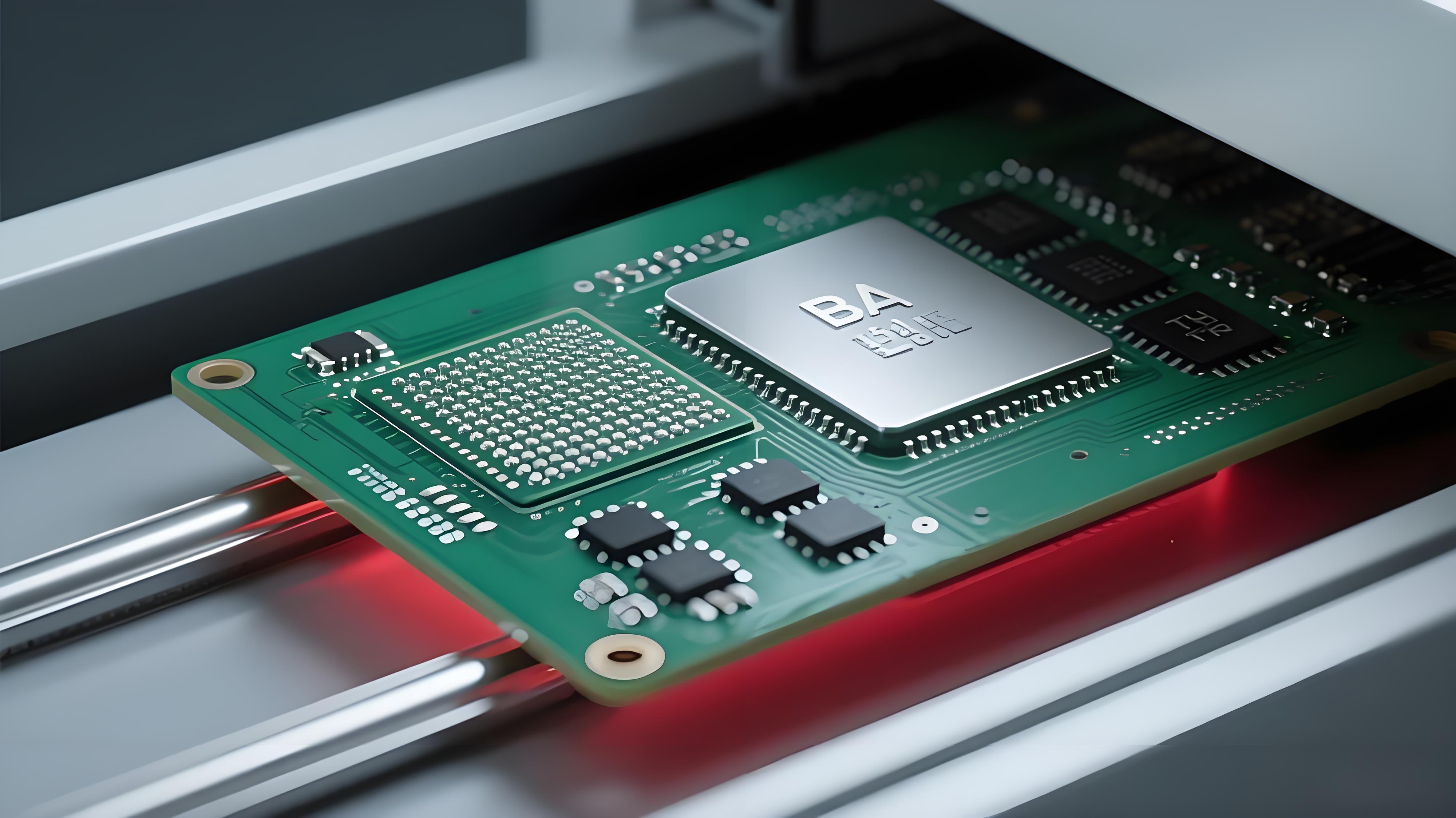 THR工艺BGA热补偿盖板 深绿色PCB双元件焊接 淡红光效局部升温 THR工艺BGA热补偿盖板 深绿色PCB双元件焊接 淡红光效局部升温