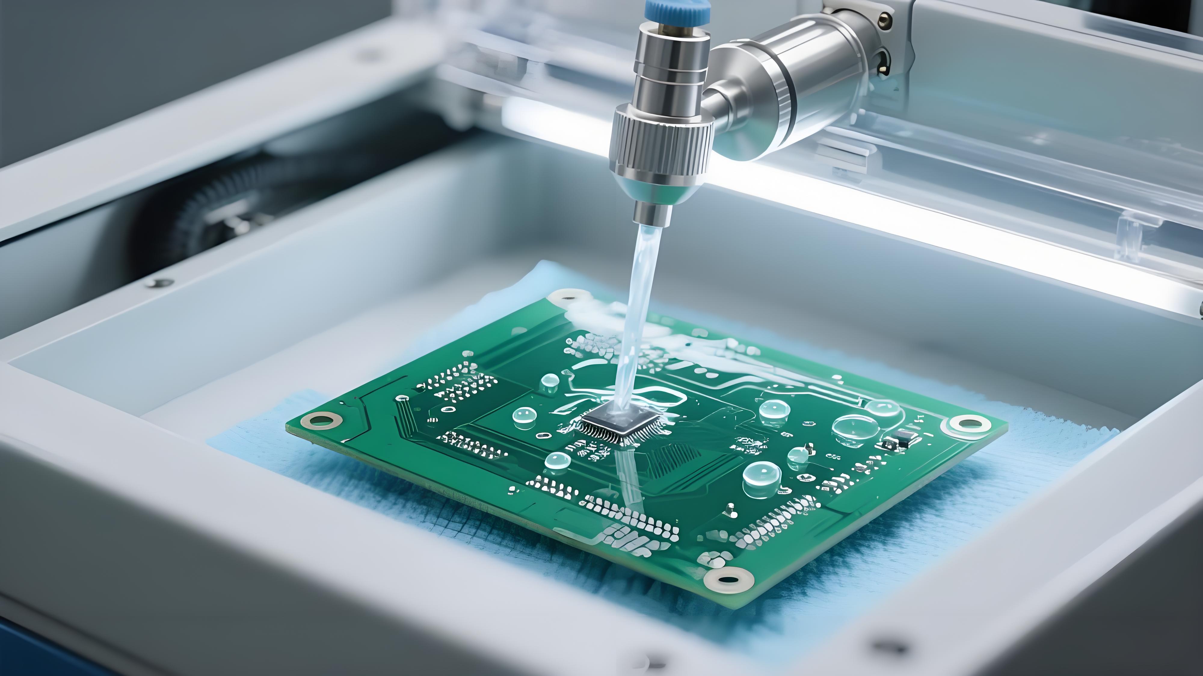 THR工艺助焊剂残留清洁 银色喷嘴喷清洁液 深绿色PCB透明残留溶解 THR工艺助焊剂残留清洁 银色喷嘴喷清洁液 深绿色PCB透明残留溶解