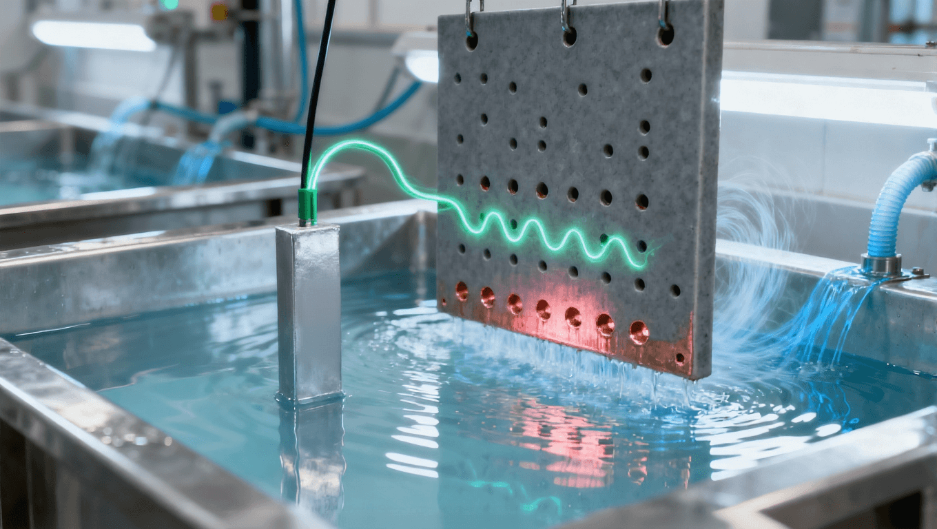 陶瓷板高深宽比盲孔脉冲电镀填铜场景，101 盲孔 + 脉冲电流实现无空洞填充