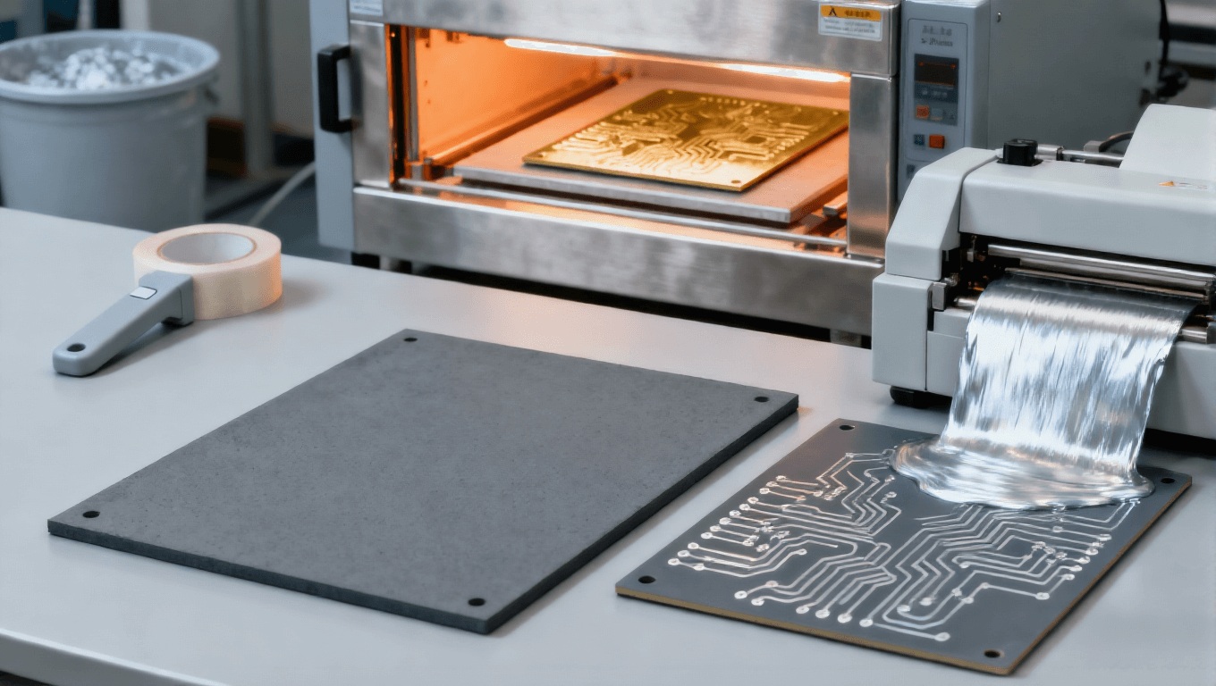 SiC 模块基板金属化工艺场景，印刷金属浆料 + 800-950℃烧结形成导电铜层