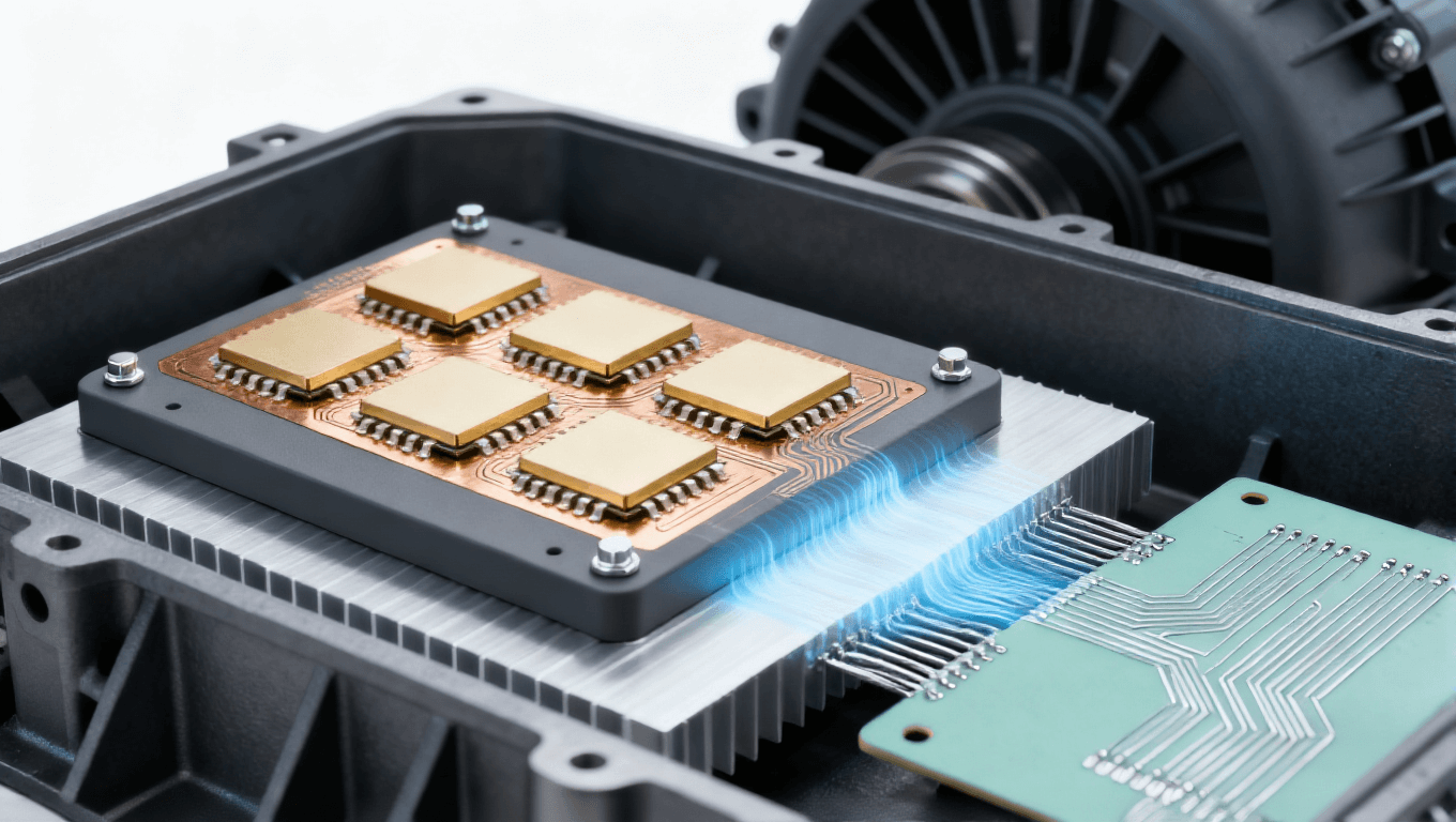 新能源汽车 SiC 逆变器基板应用场景，氮化铝基板 + PCB 协同实现高效散热与信号传输