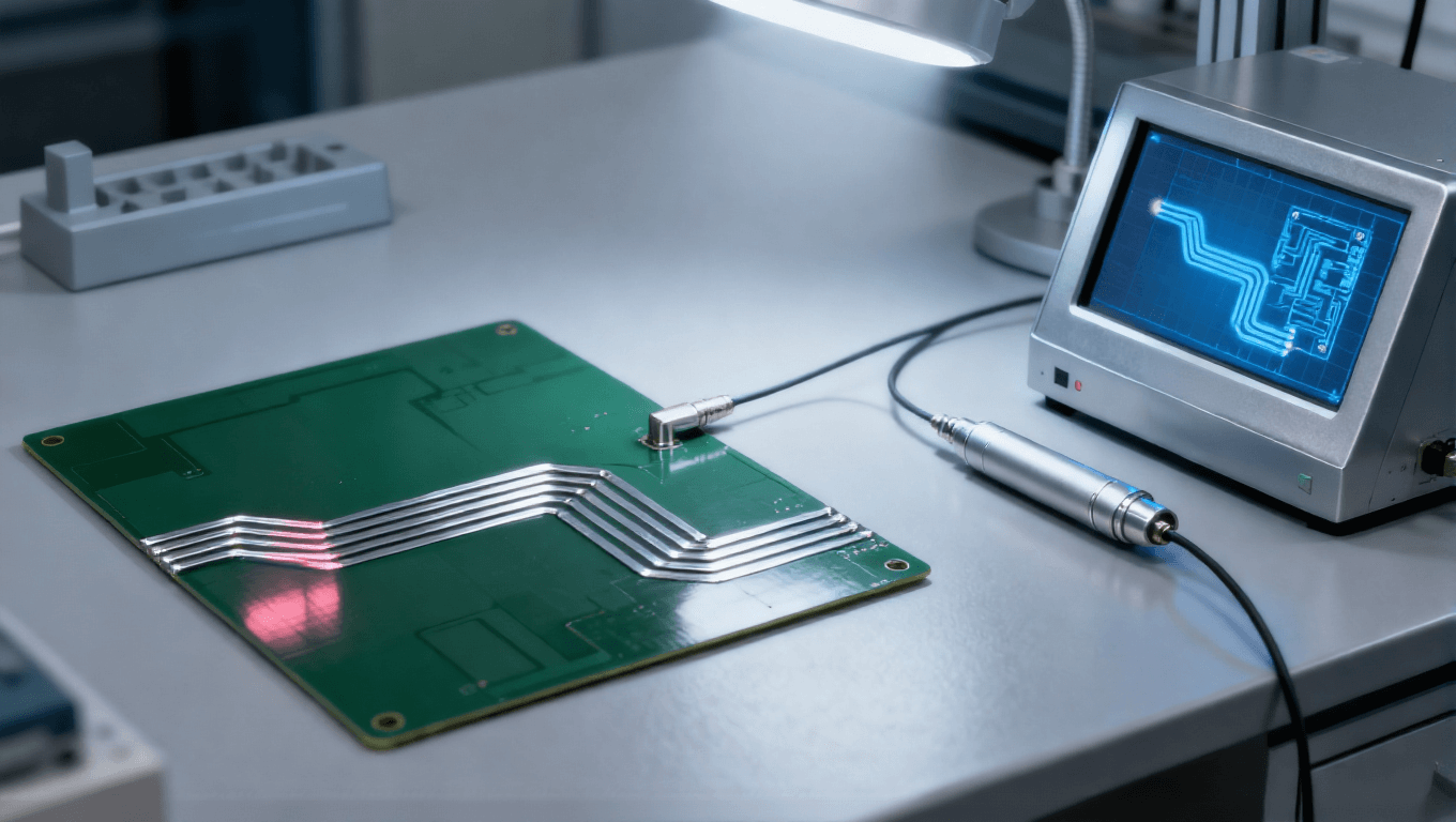 射频前端 PCB 仿真验证场景，三维仿真模型 + S 参数测试优化传输线阻抗