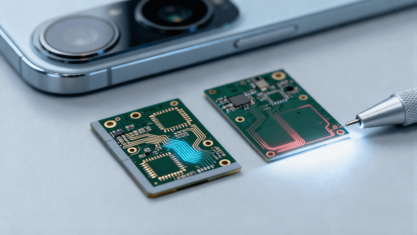 PCB集成光学传感器场景，8层HDI+遮光屏蔽层实现0.7mm薄型化适配手机主摄