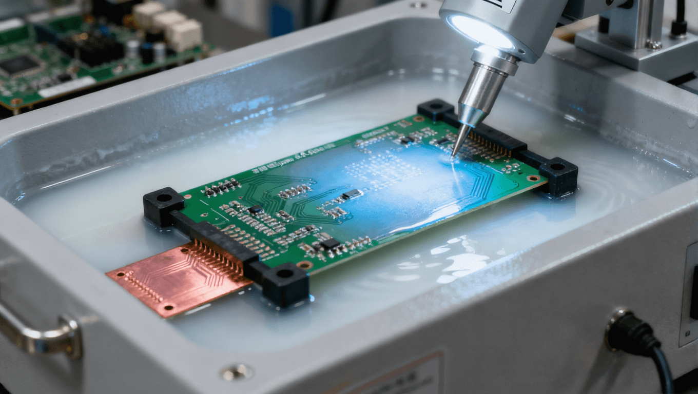 PCB浸锡工艺场景，0.8-1.2μm纯锡层无金属间化合物适配军工电子高可靠性需求