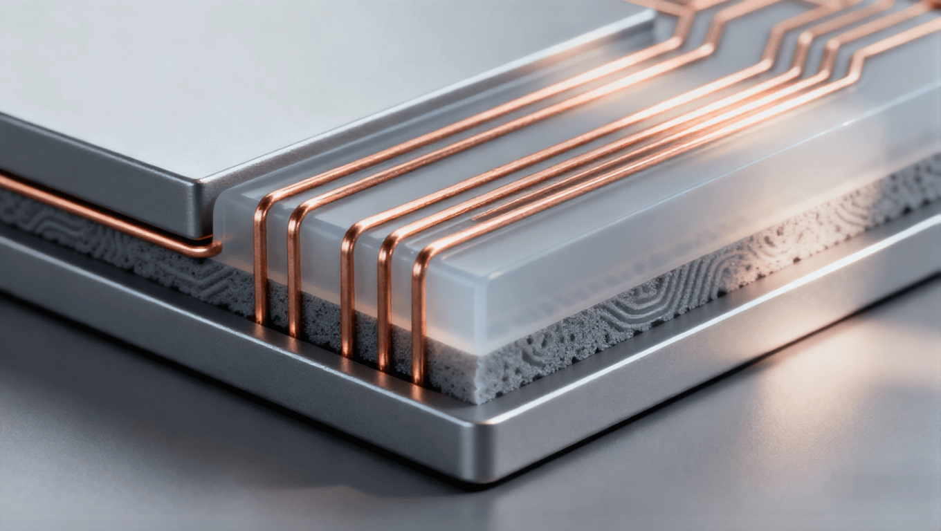 三维堆叠信号屏蔽，铜色线路与 low-k 介质屏蔽层