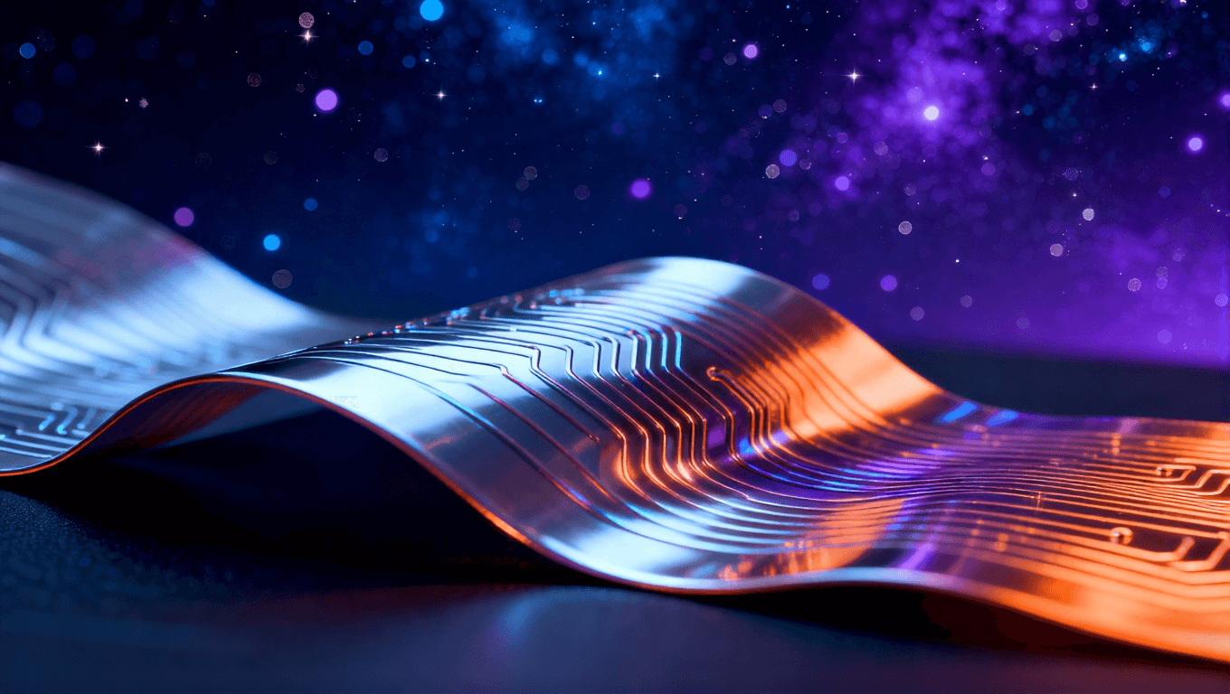 未来智能自适应超弹性材料概念视觉，展示其环境响应与性能调节能力