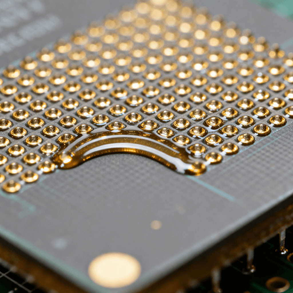 射频器件QFN封装底部接地焊盘上的密集过孔设计与精密焊接工艺特写 射频器件QFN封装底部接地焊盘上的密集过孔设计与精密焊接工艺特写