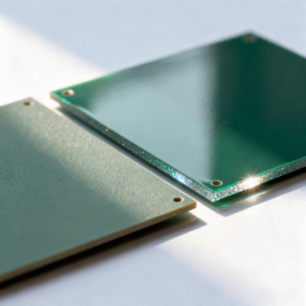 普通FR4与高频特种PCB板材样本表面质感与材质对比 普通FR4与高频特种PCB板材样本表面质感与材质对比