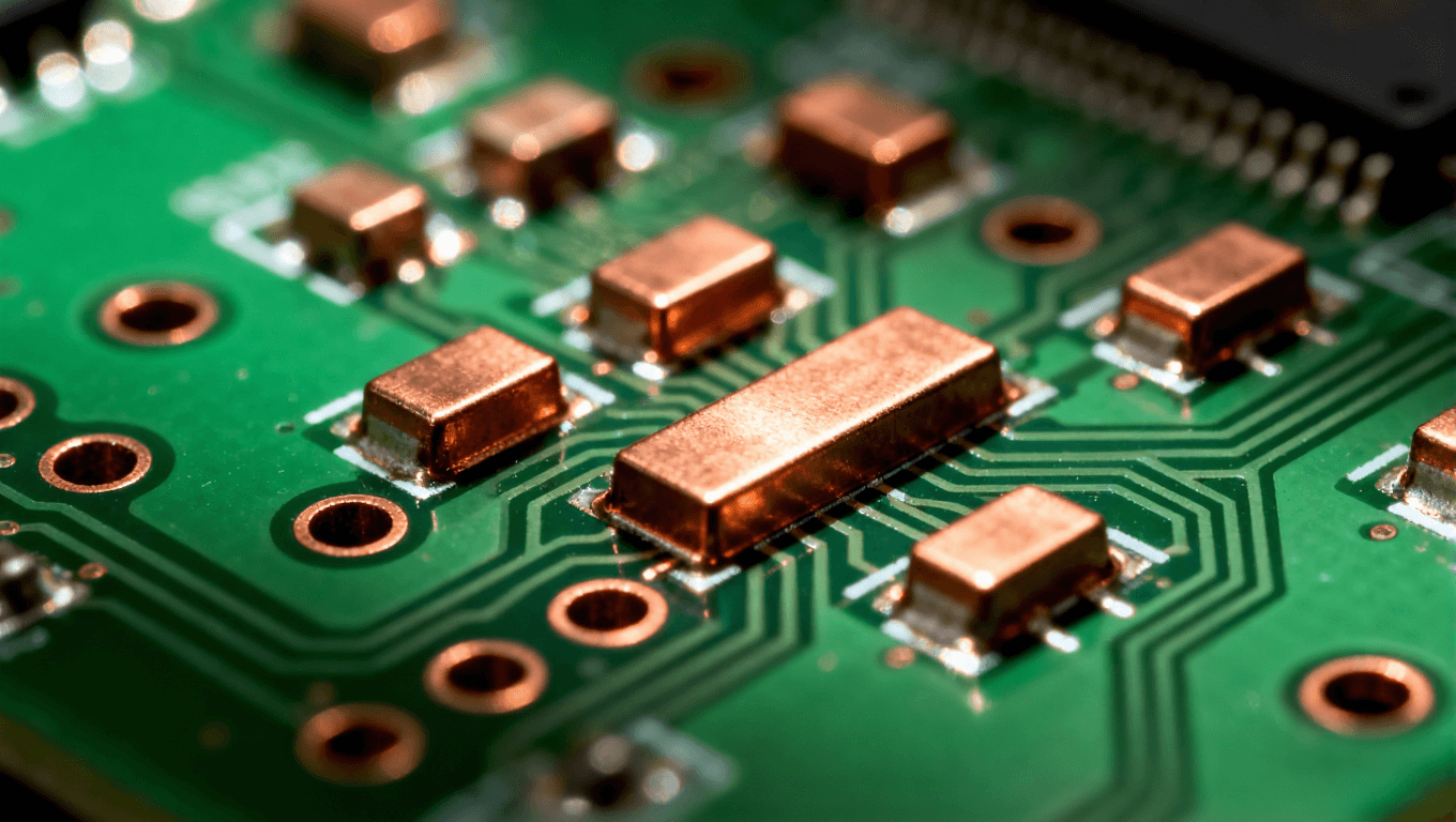 PCB焊盘设计细节图，展示高密度电路板焊盘布局，针对焊点缺陷解决方案的视觉参考