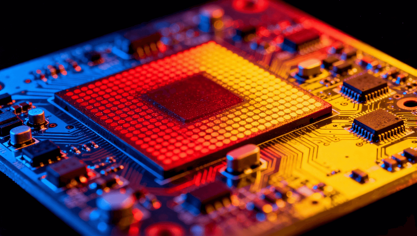 回流焊过程中PCB板三维热分布可视化图像,表现不同元件的热响应差异 回流焊过程中PCB板三维热分布可视化图像,表现不同元件的热响应差异