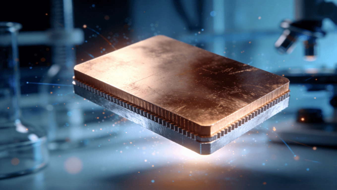 未来感复合金属基板材料概念展示，象征铜铝复合与材料技术创新趋势