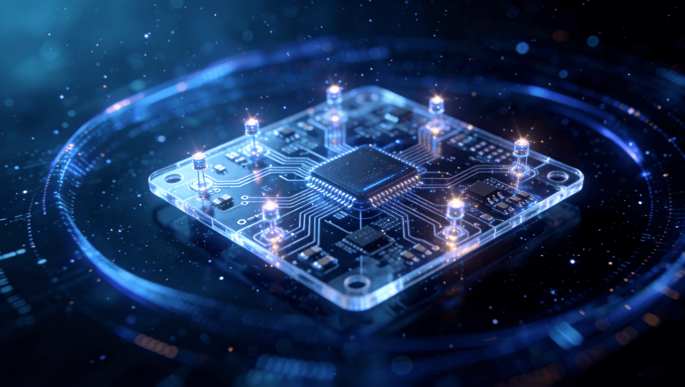 未来智能 PCB 集成健康监测传感器的概念视觉图