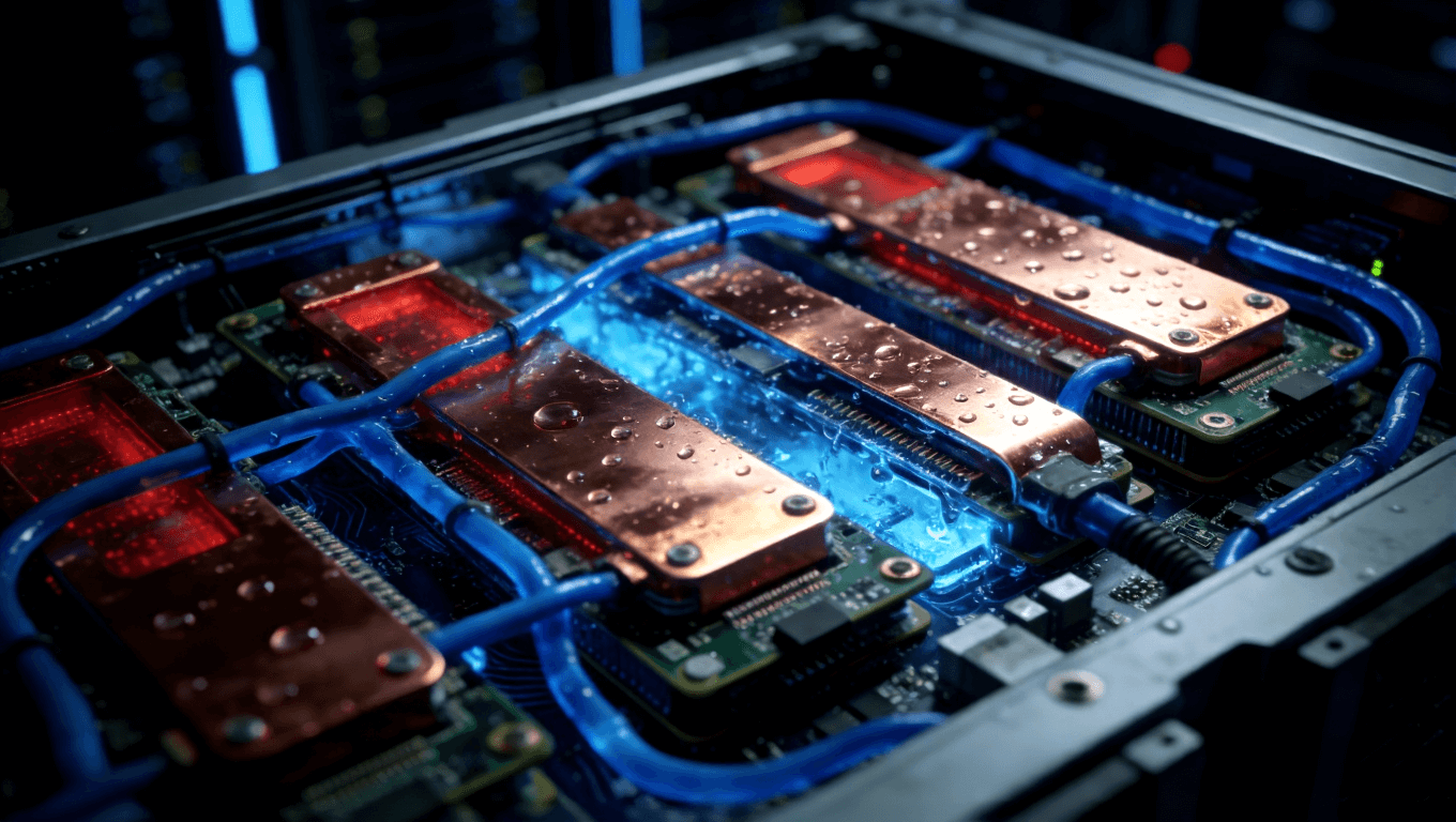 AI服务器光模块PCB液冷散热系统工作原理示意图 AI服务器光模块PCB液冷散热系统工作原理示意图