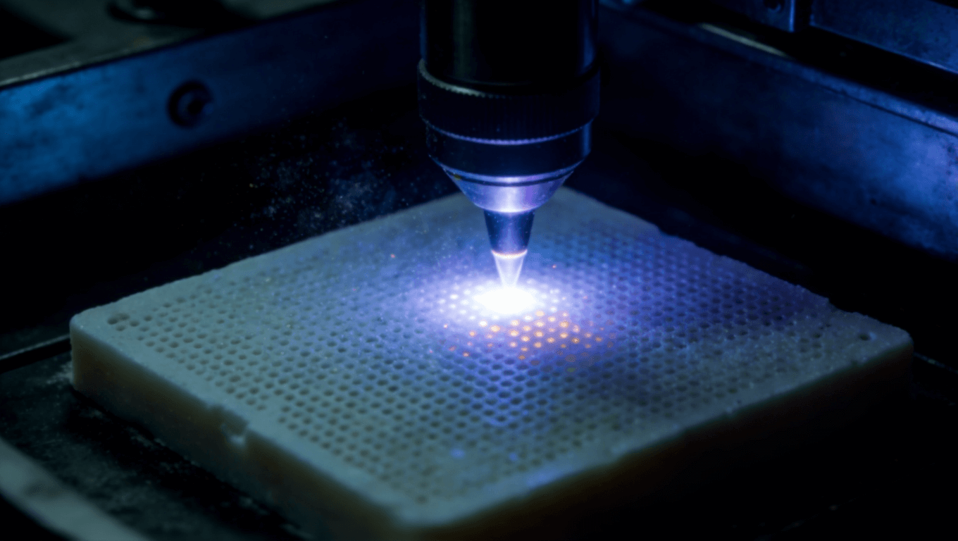 陶瓷基板紫外激光钻孔过程示意图