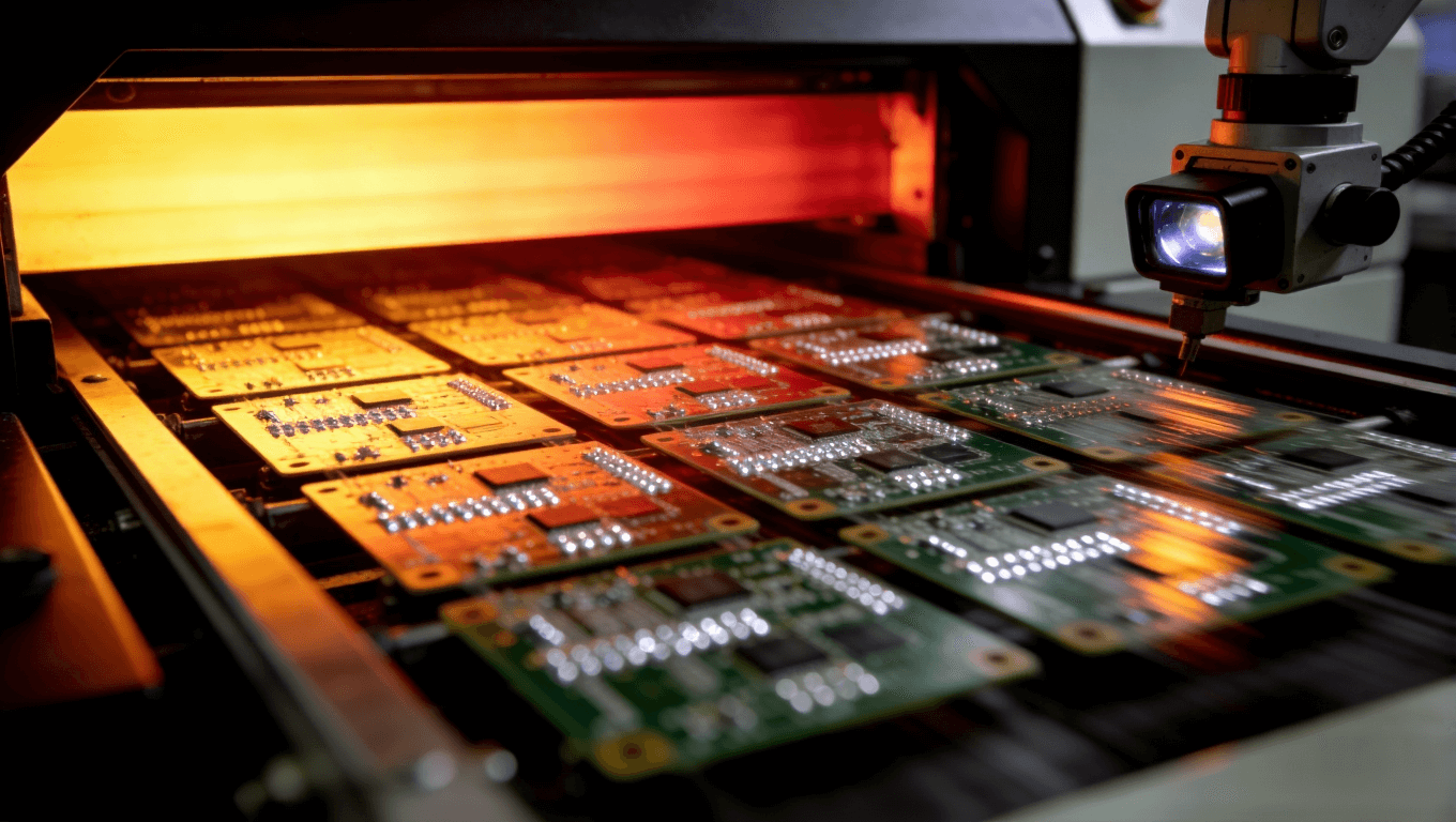 软硬结合板阶梯式回流焊工艺与AI视觉检测系统工作场景