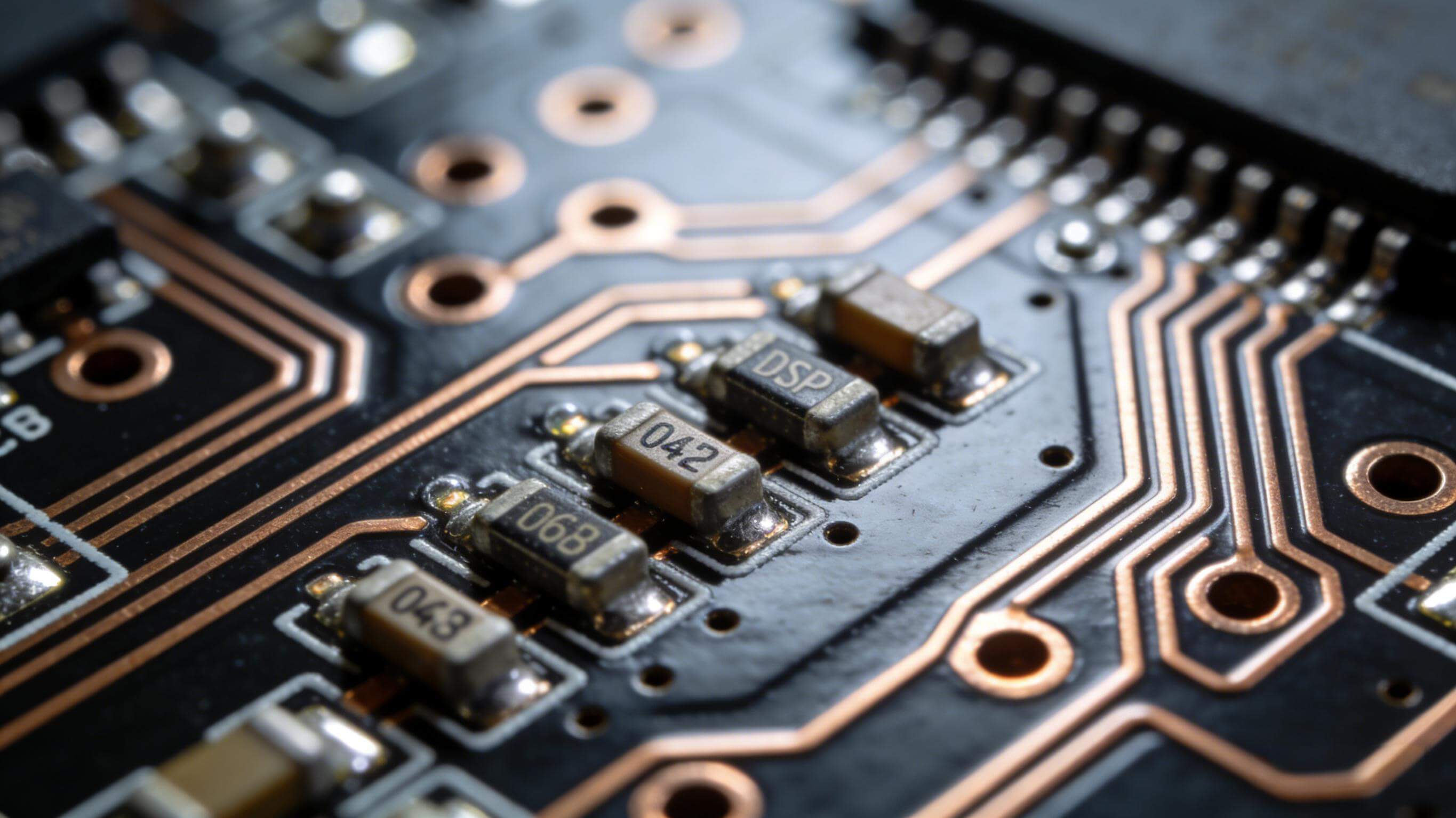 高速PCB上DSP电源引脚附近紧密放置的去耦电容